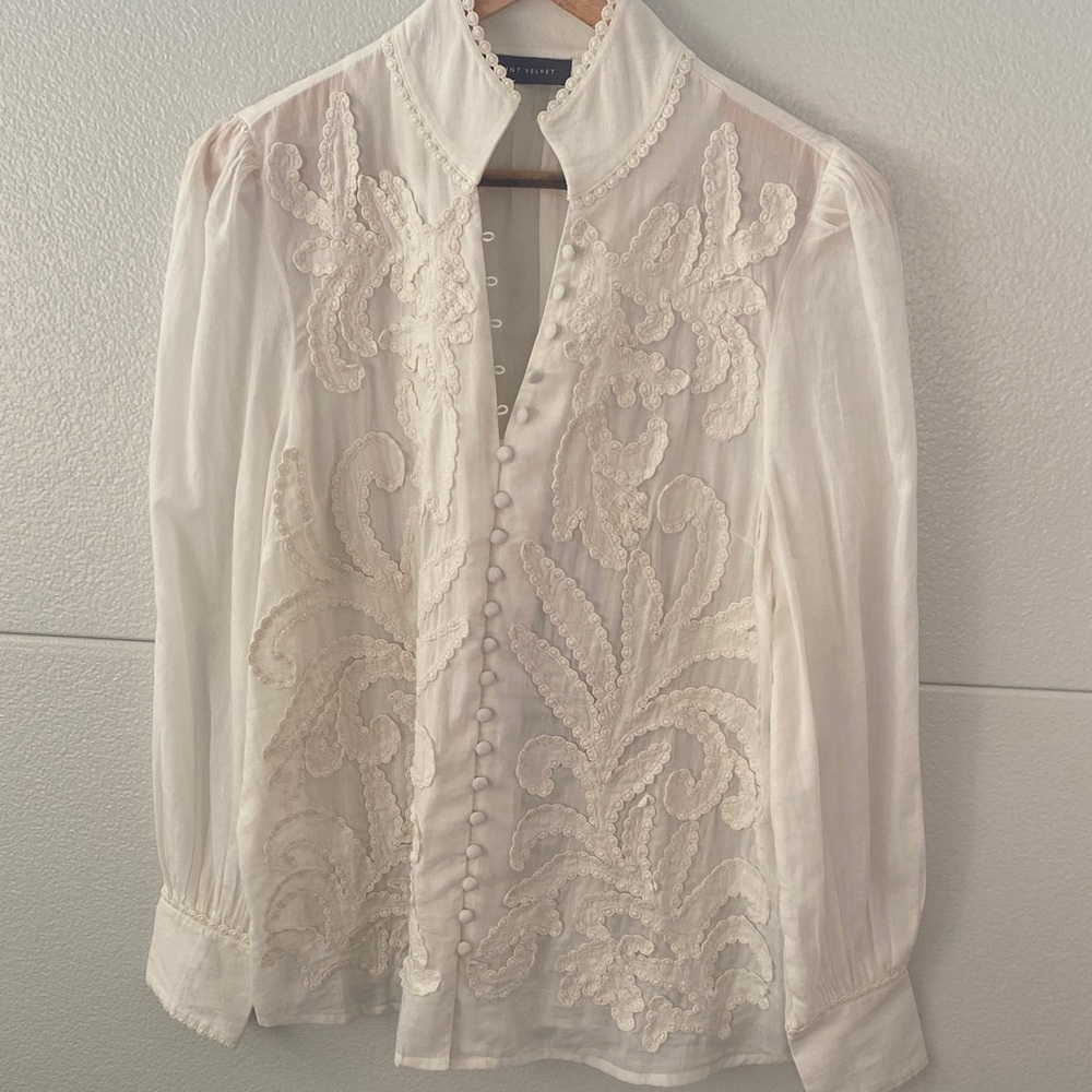 Chic White Embroidered Button Down Shirt